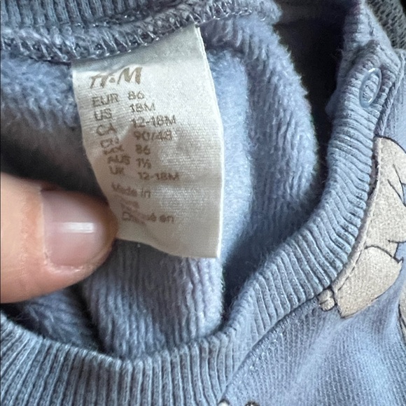 H&M Light Blue Polar Bear Sweatshirt and Pants Set 18M - Picture 6 of 7